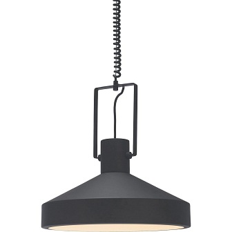Industrialna lampa wisząca Jojo czarna 40cm włączona